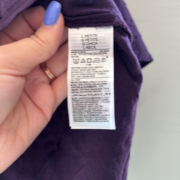 Old Navy Deep Purple Swiss Dot Blouse Size Large Petite - Picture 4 of 5